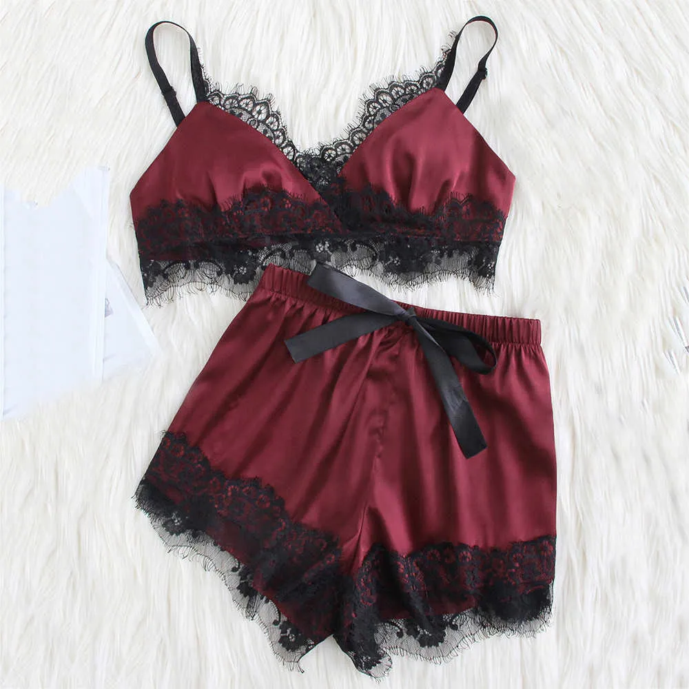 Buy PINK LACE-TRIM SATIN LINGERIE SET for Women Online in India