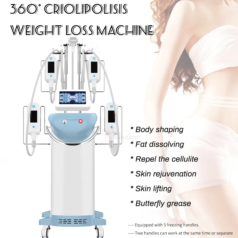 5 handles cryolipolysis slimming machine with double chin remove fat freeze coolsculpt cryo equipment