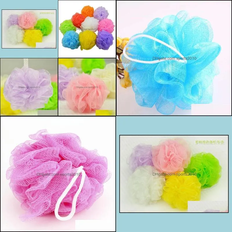 Wholesale New Mesh Colorful nylon bath flower Bathing Spa Shower Scrubber wash bath ball Colorful Bath Brushes Sponges 8g