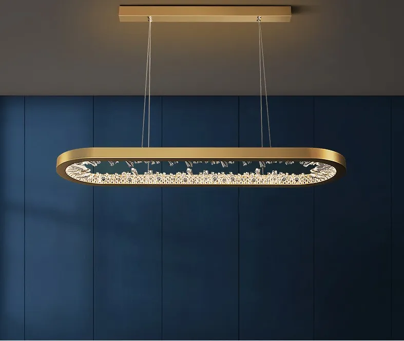 Design oval moderno LED lâmpada de lâmpada de lâmpada vivendo iluminação Dimmable Sala de jantar Hanglampe AC 110V 220V