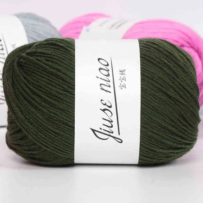 1PC Hoge Kwaliteit Baby Katoen Cashmere Garen voor Hand Breien Crochet Kameded Wol Thread Kleurrijke Handwerken 50G Y211129