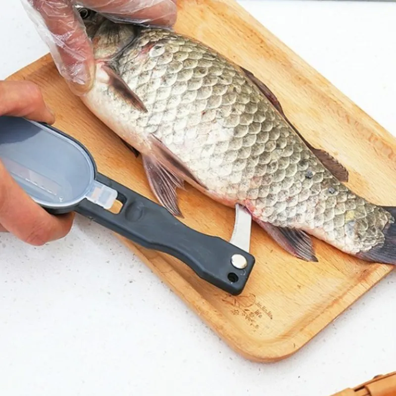 Accessoires de cuisine Brosse à peau de poisson Enlève rapidement les écailles de poisson Couteaux de rabotage Grattoir Machine à écailles de poisson Outil de nettoyage de couteau Cuisine XG0205