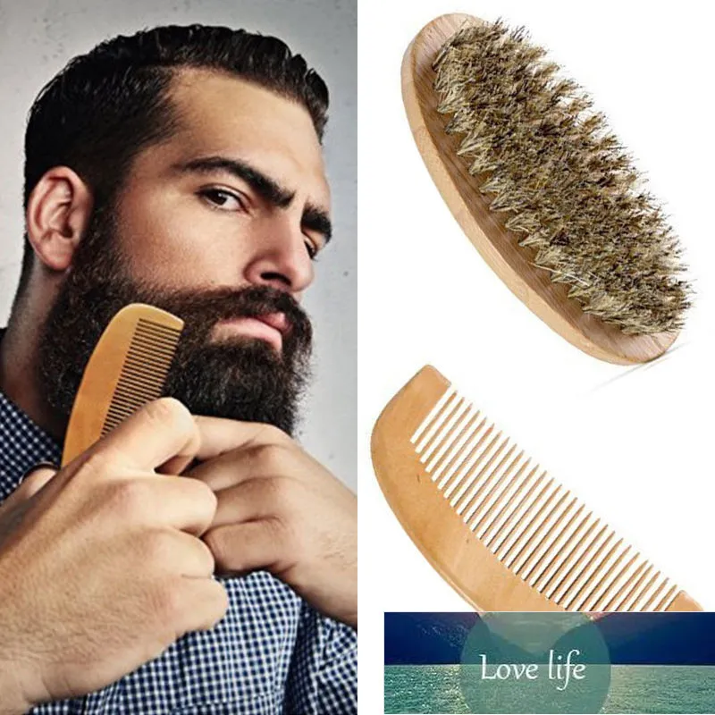 2 pezzi/set spazzola per barba con setole di cinghiale e kit pettine per barba fatto a mano per uomo barba baffi strumenti per la pulizia personale prezzo di fabbrica design esperto qualità ultimo stile