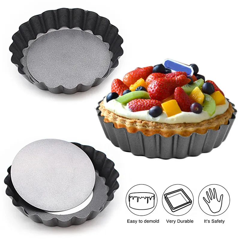 4 Stück Mini-Pie-Muffin-Cupcake-Pfannen, antihaftbeschichtet, für Tarte, Quiche, Flan-Pfanne, Pie-Pizza-Kuchenform, abnehmbare runde Backform mit losem Boden