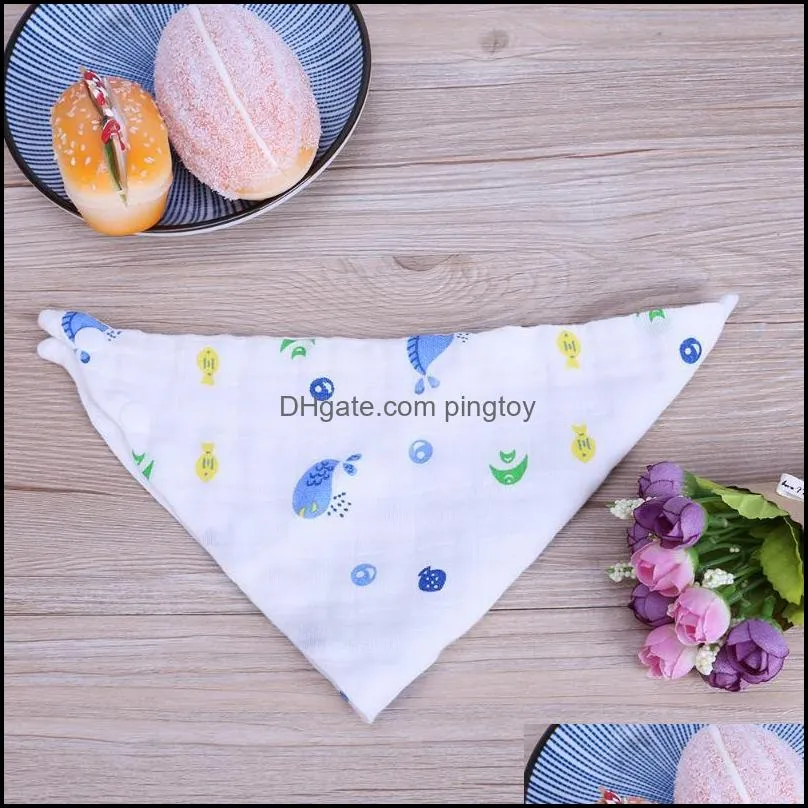 Cute Baby Blue Whale Printed Triangle Feeding Bibs Saliva Towel Kid Infant Cloth Saliva Towel Baby Bibs Burp Accessories