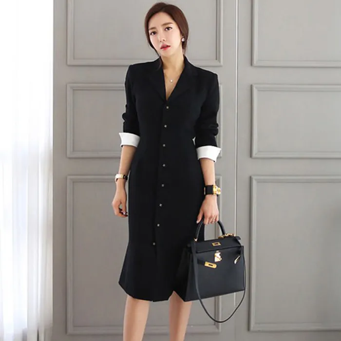 elegant tailored blazer midi dress Black Blazer Tailored Midi Dress – self-portrait-US main image 1