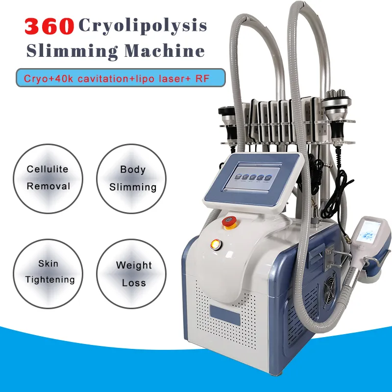 Cryolipolysy Cryotherapy Kroppsbantning Maskin Fettfrysning Vakuum Fettsugning Viktminskning 40K Kavitationshuvud RF Anti-Wrinkle-borttagning