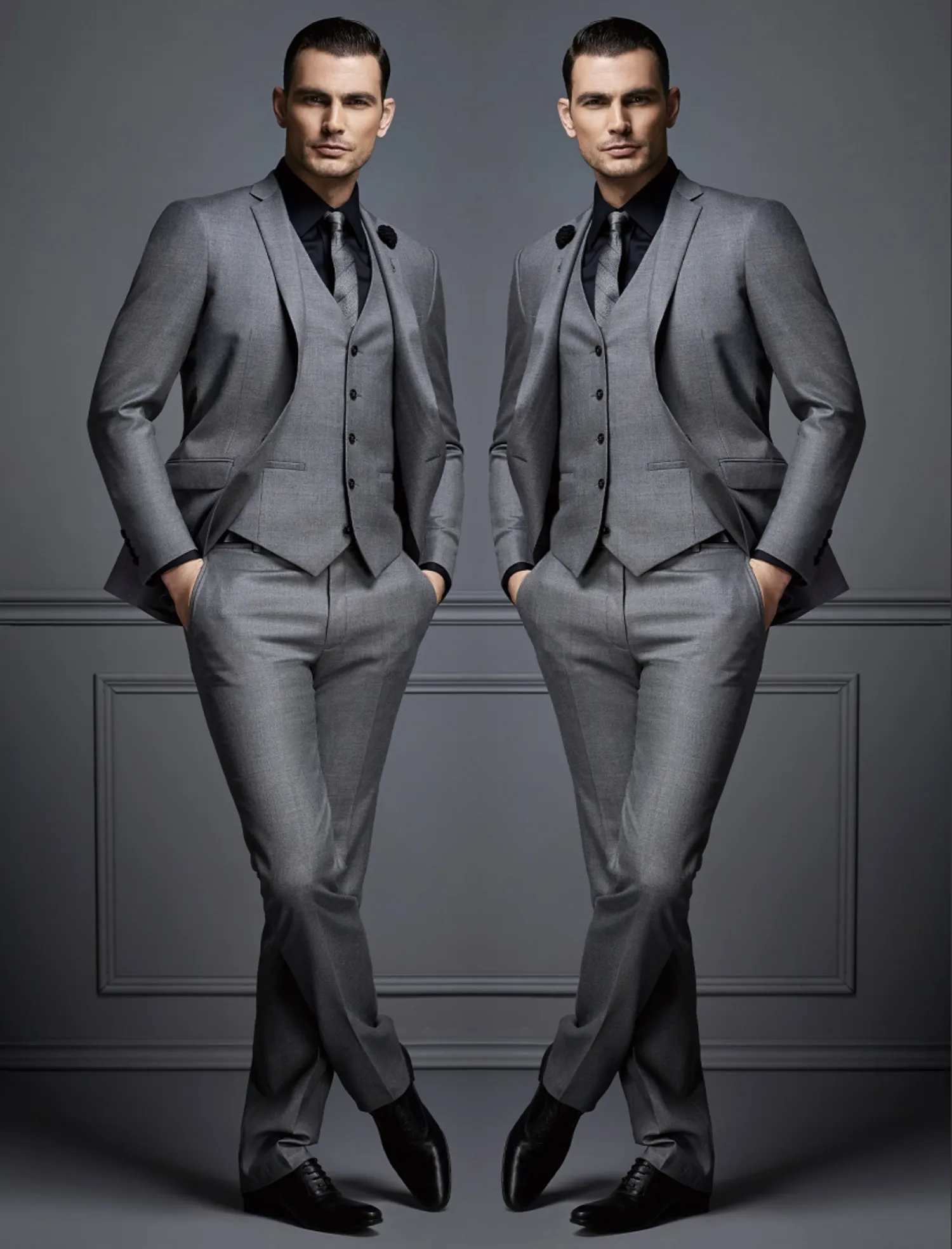 Traje De Esmoquin De Hombre Gris Sofisticado: Traje De Novio De Moda De ...
