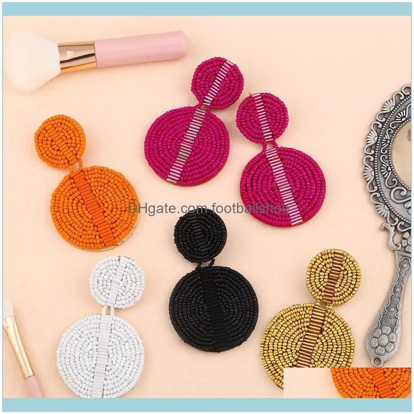 Designers New accessories hand woven rice Bead women`s fashion geometric Pendant Earrings erq53
