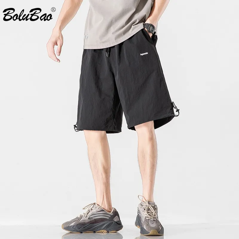 Bolubao Mens Summer Cargo Shorts Fashion Knä Längd Drawstring Män Shorts Plus Storlek 5XL 210518