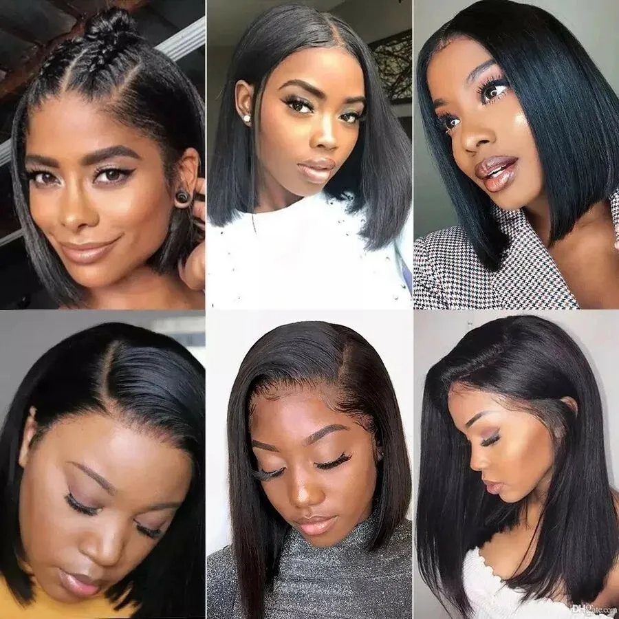 Bob Wig Lace Front Brazilian Human Hair Wigs For Black Women Pre Plucked Short Natural 13x4 Synthetic Straight HD Full Frontal Closure Wig