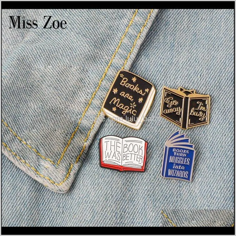 L￤s fler b￶cker emaljl￤sning Magic Book Badge Brooch Lapel Denim Jeans Shirt Bag Pins Cartoon Jewelry Gift To Kid Oaf3U 6WVLB