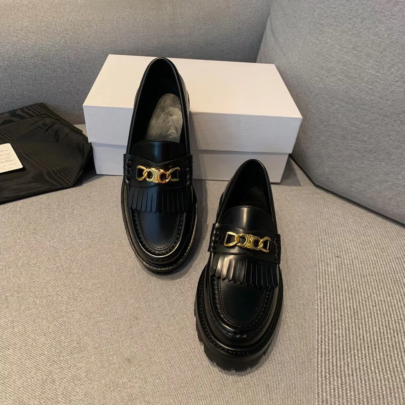 Luxury Black Margaret Triomphe female loafers with Golden  display picture 1