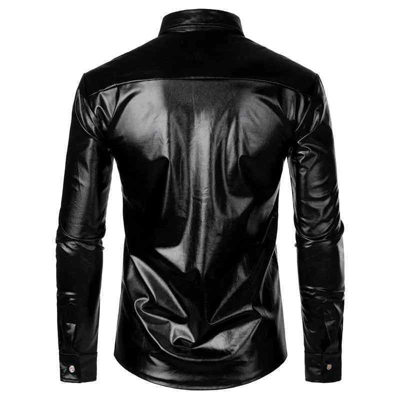 Black shiny dress shirt deals