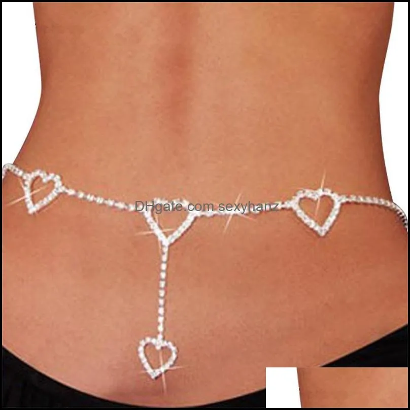 Sexy Body Jewelry Rhinestone Tennis Waist Chain for Women Beach Charm Bikini Belly Chain Butterfly Heart Waist Chain Belt 277 Q2