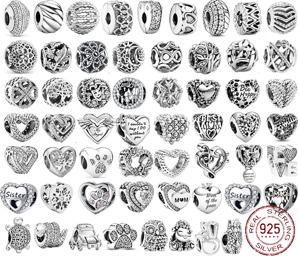 925 Sterling Zilver Hartvormige Ronde Animal Beads Geschikt voor Pandora Bedelarmband Dames DIY Mode-sieraden Geschenken