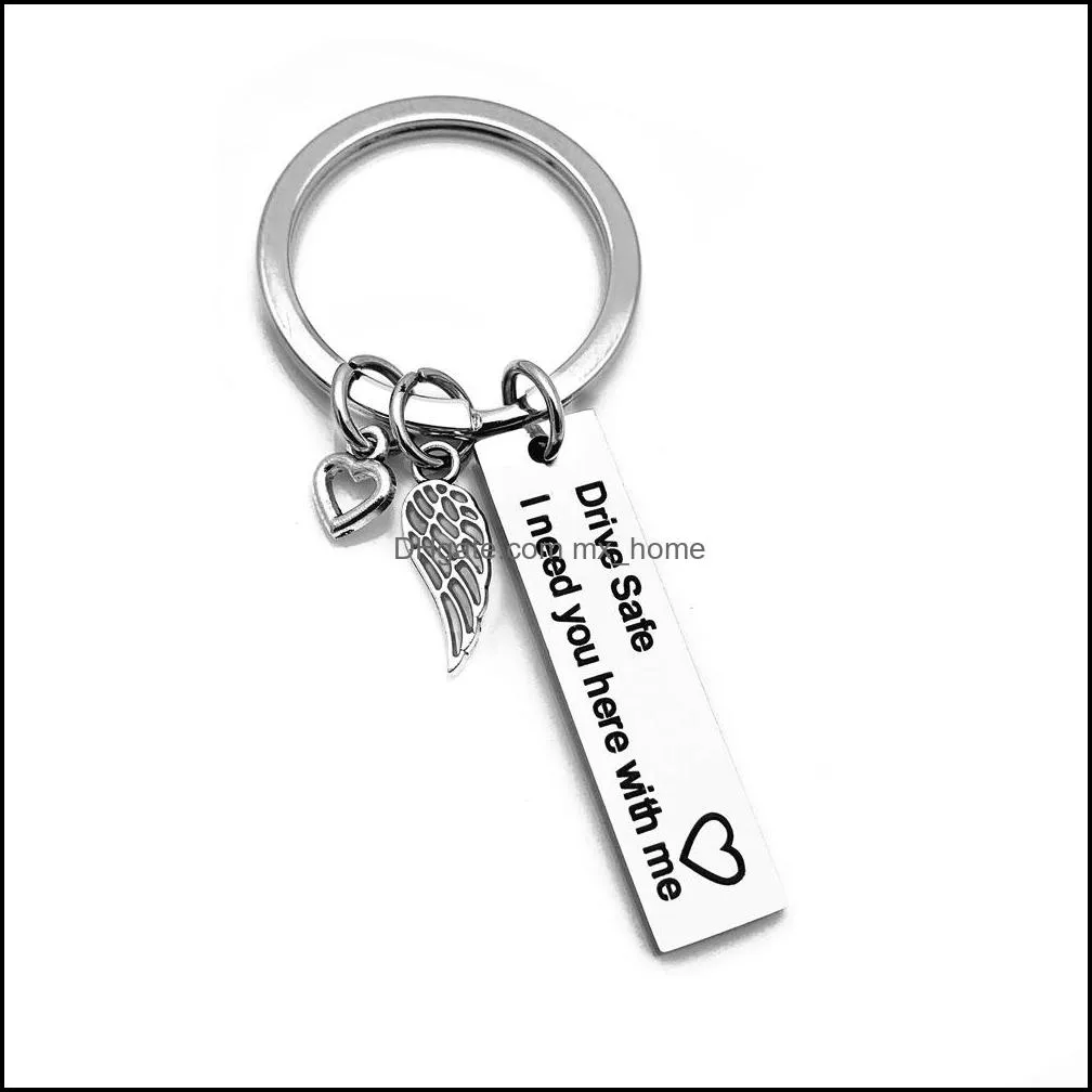 Jewelry Stainless Steel Drive Safe key rings Tag Love I need you keychain holders women bag hangs men`s hip hop gift Z5673