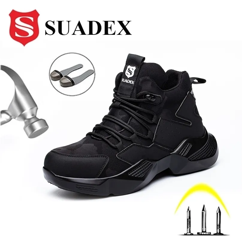 SUADEX Work Safety Shoes For Men With Steel Toe Cap Casual Men's Boots Indestructible Puncture-Proof Sneakers 211217