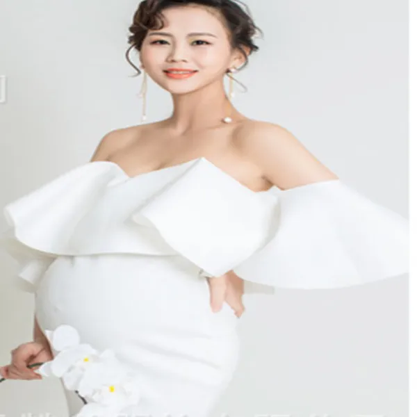 Femmes enceintes femme robe blanche accessoires de photographie vêtements élégants conçus femmes enceintes robe vêtements Q0713