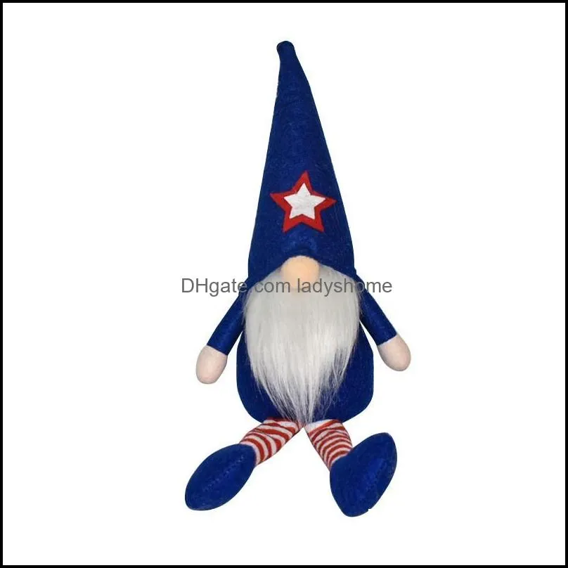 American Independence Day Party Supplies dwarf elf ornaments long-legged pointed hat faceless doll star-spangled banner puppet HWF6277