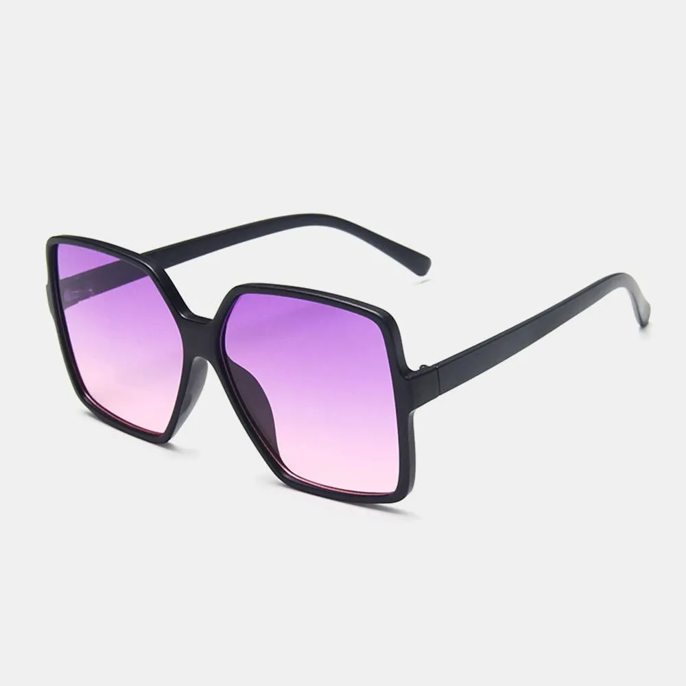 Kobiety Plus Rozmiar Rama Kwadratowy Kształt Moda Trend Retro Ochrona UV Okulary przeciwsłoneczne