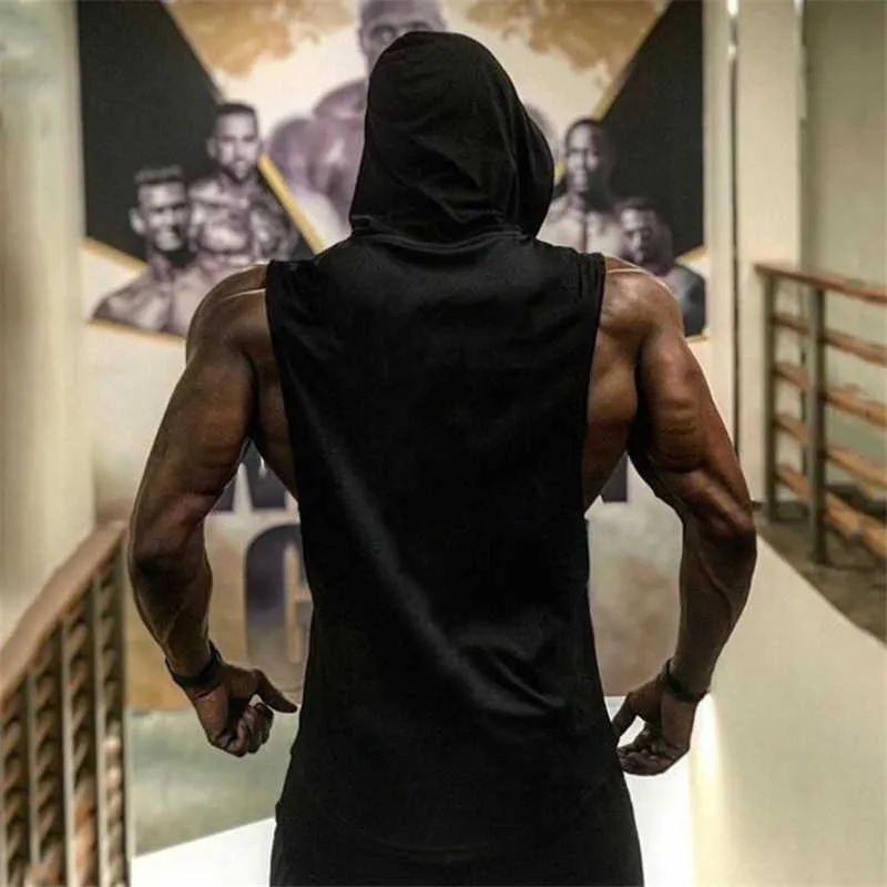 Muscleguys Brand Hooded Sleeveless Shirt Cotton Gym Clothing Fitness Vest Men Bodybuilding Tank Tops Hoodies Sports Singlets 21062246f