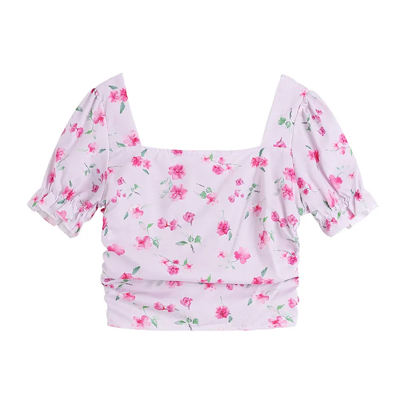 Blusas Cortas De Estilo Dulce Para Mujer Camisas Drapeadas Con