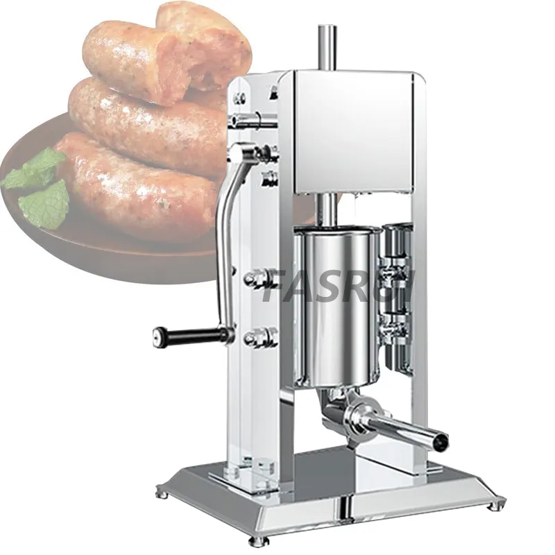 3L Sausage Fyllnadsmaskin Manuell Rostfritt Stål Liten vertikal hand Crank Home Enkelt korvtillverkare Separat rengöring