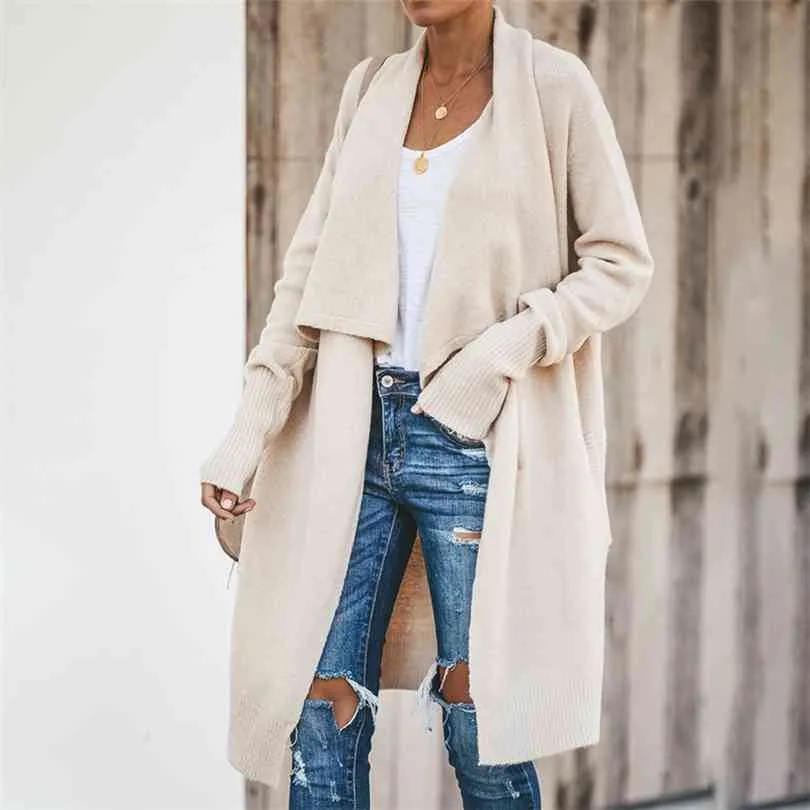 Fitshinling bohemien lange trui vest vrouwen knitwear turn-down kraag winter jas vrouwelijke vakantie oversized vestigans verkoop 210922