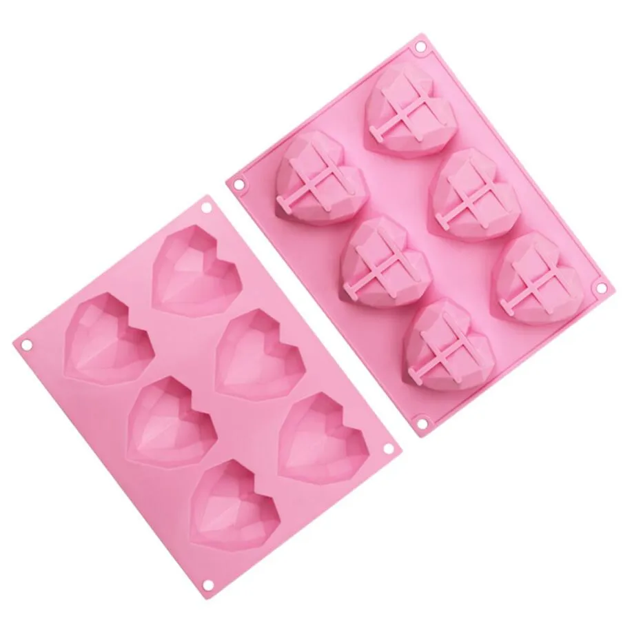 Safe & Durable 3D Diamond Heart Silicone Cake Mold