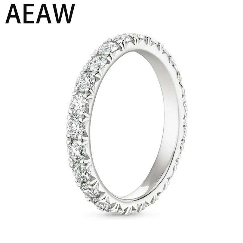 AEW S925 Silver 0.8ctw 1.8mm DF Color Wedding Band Ring for Women Ladies 211217
