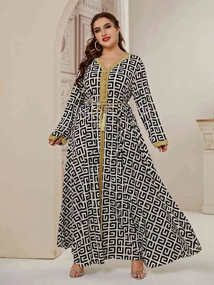 2021 Abaya Long Spring Womens Senhoras Vestidos Grande Plus Size Moda Elegante Stitching Ramadan Maxi Vestido X0521