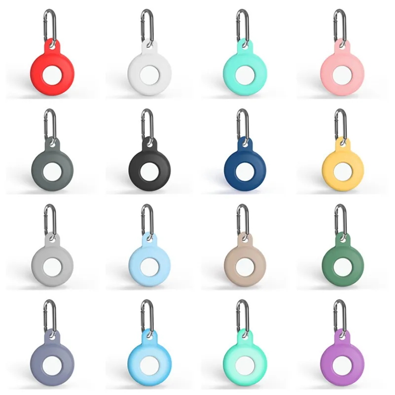 16 Farben Silikonhüllen Schlüsselanhänger Party für Airtags Locator Tracker Anti-verlorene Geräte-Schlüsselanhänger Schützen Sie die Hülle FHL493-WY1706