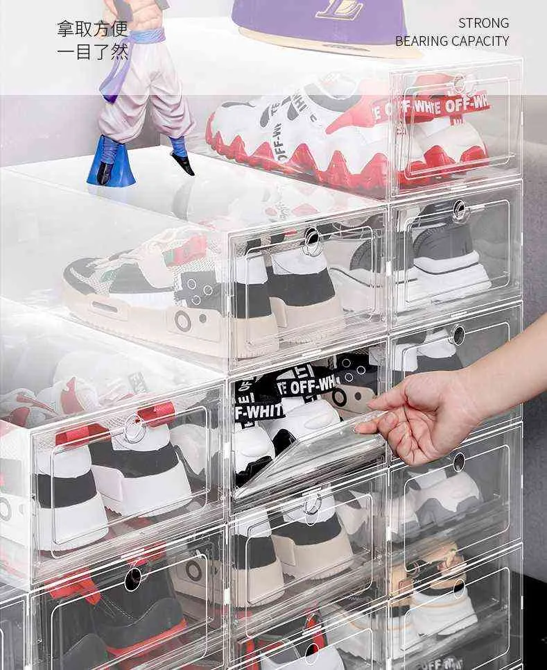 Shoe Box Set Foldable Plastic Storage Transparent Shelf Stack Organizer  Case