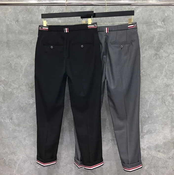 Pantaloni da uomo casual in lana tagliati di marca Pantaloni formali da uomo d'affari neri primaverili autunnali