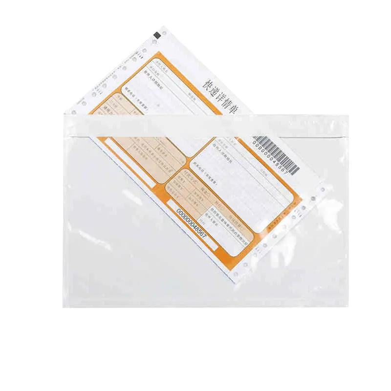 100 pcs 14 tamanhos de embalagem envelope clear face fatura slip fechado bolsa auto adesiva transporte fatura etiqueta envelopes