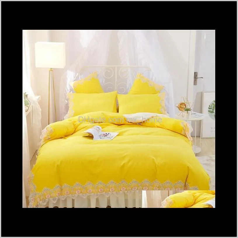 white lace bedding set girls women king queen twin size bed cover set korean 3/4pcs duvet cover bed skirt pillowcases bedclothes