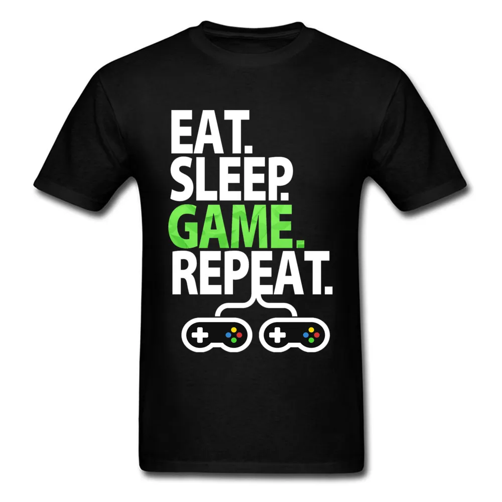EAT-SLEEP-GAME-REPEAT-Playstation Pure Cotton Top T-shirts for Men Tops Shirts Discount Mother Day O-Neck Tops T Shirt Group EAT-SLEEP-GAME-REPEAT-Playstation black