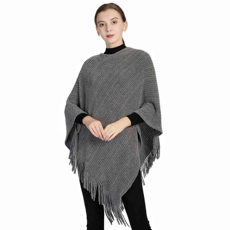 Kobiety Nieregularne swetry Swetry Ciepłe Szal Poncho Luźne Dzianiny Cape Cloak Płaski Płasteczko Solid Pink Black Khaki Gray Burgundia