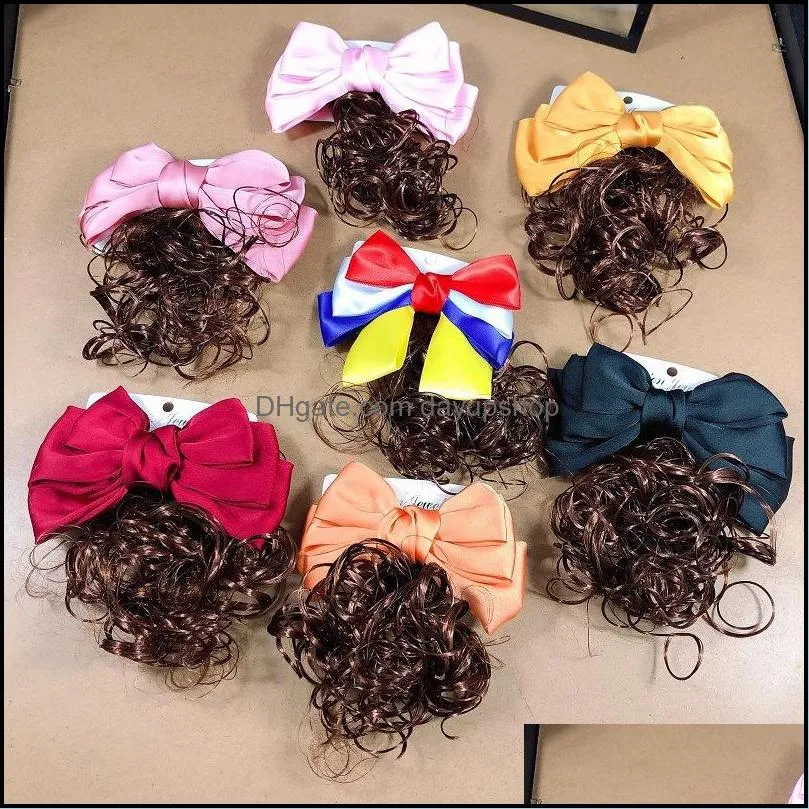 Korean Version of Children`s Bow Hairpin Wig Headdress Princess Little Girl Curly Shape Girl Baby Lovely Accessories