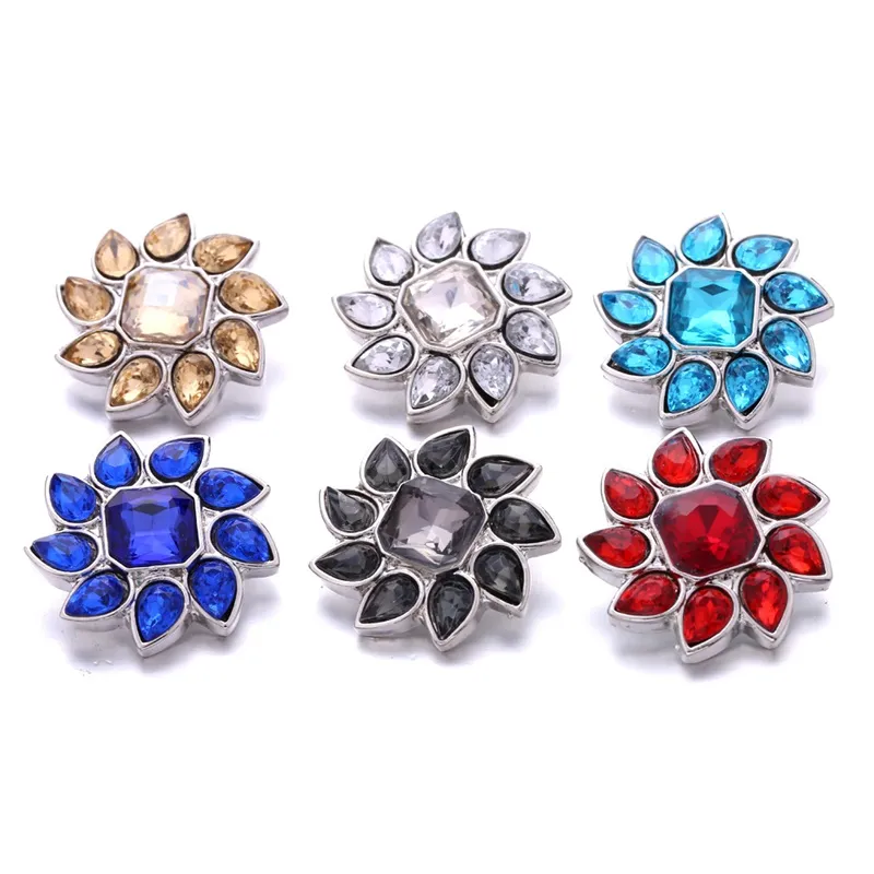 Bottoni a pressione strass assortiti all'ingrosso chiusura 18mm metallo decorativo a goccia zircone pulsante charms per fai da te scatta risultati di gioielli fornitori di fabbrica