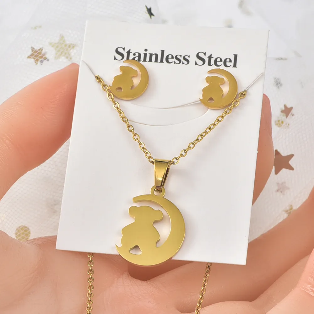Collier Pendentif Chien Câlin / Boucles D'oreilles - Alliage Zinc, Symbole Amitié Animal