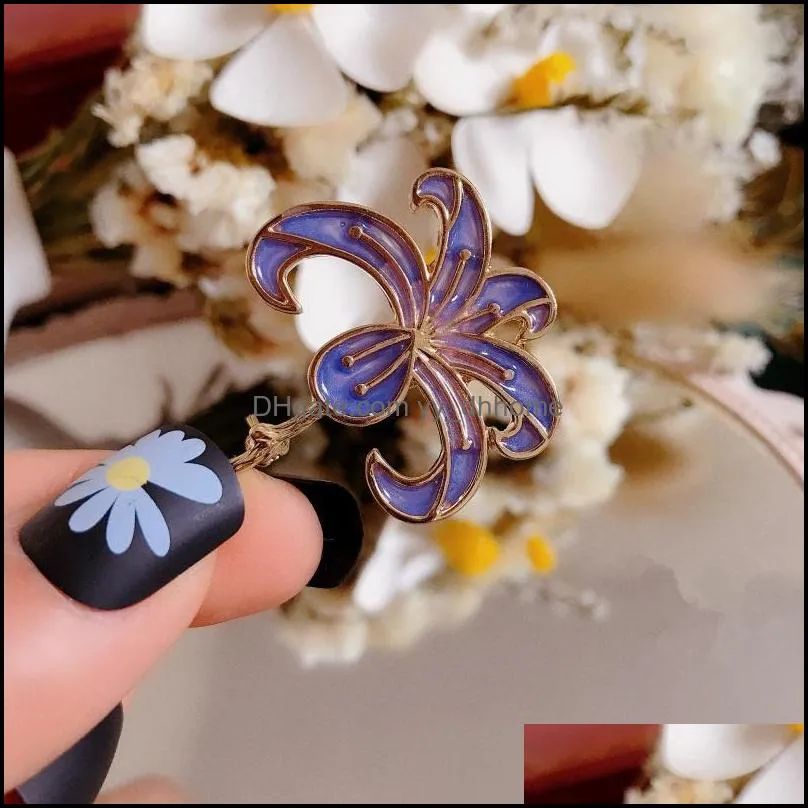 Pins, Brooches HUANZHI 2021 Trendy Purple Metal Dragonfly Lilac Plant Animal Brooch For Women And Man Party Collar Accessories Jewelry