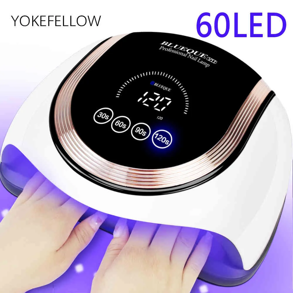 Lámpara LED UV, secador de luz para manicura de 60LED para esmalte de uñas de Gel con Sensor de movimiento, Interruptor táctil, 4 modos de temporizador
