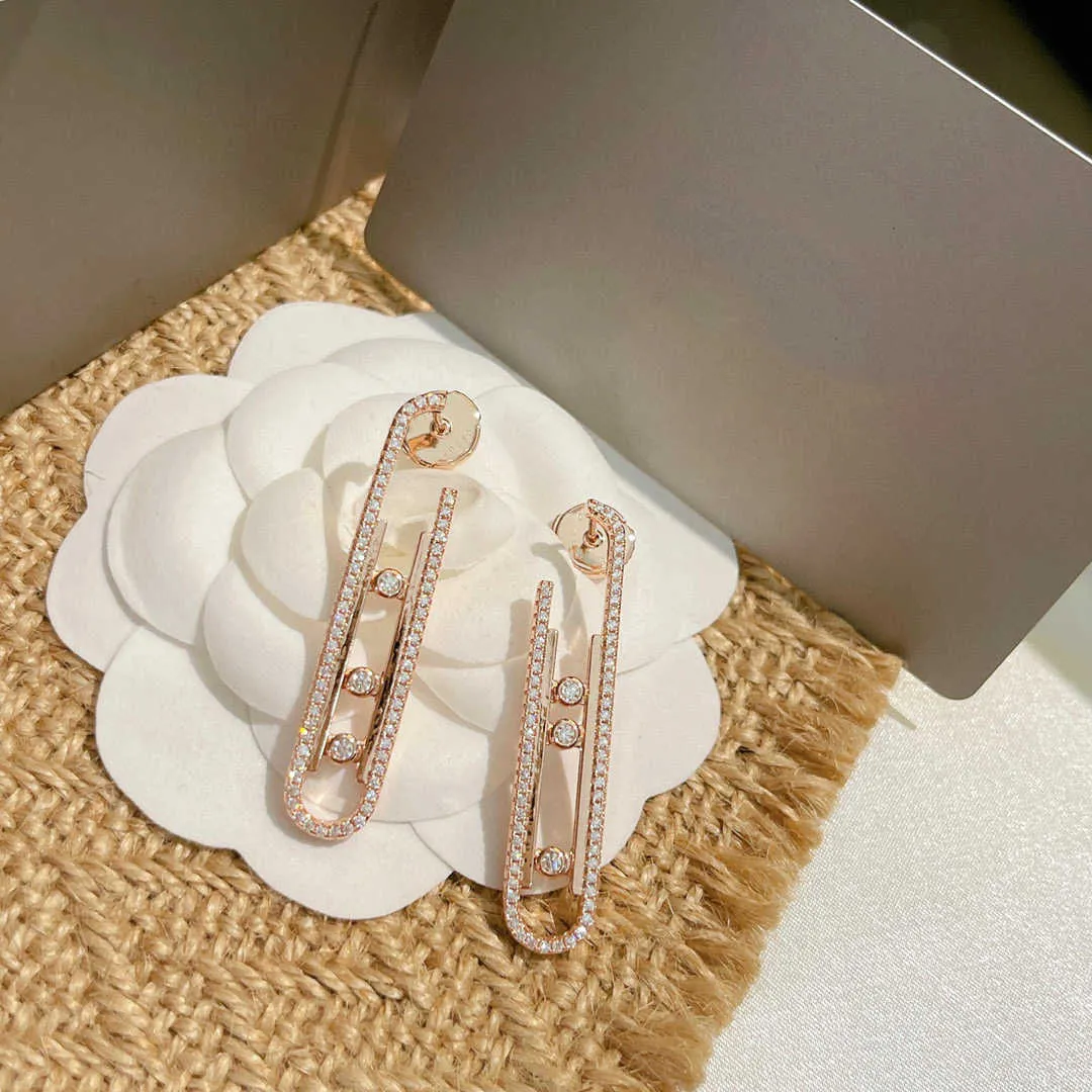 Fascino di marca Pure 925 gioielli in argento sterling per le donne in movimento diamante scorrevole gioielli in oro rosa design festa di nozze Mini carino Siz289g