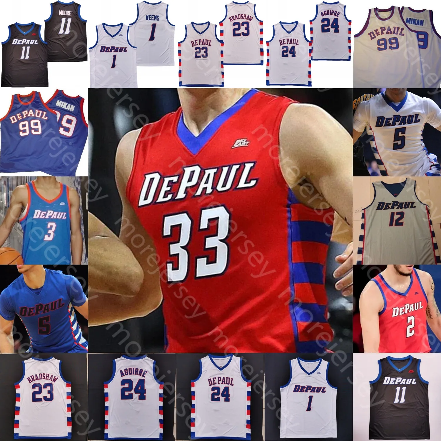 Depaul Blue Demons Basketball Jersey NCAA College Tyon Grant-Foster Courvoisier McCauley Strickland Richardson Simmons Moore Reed Romeo Weems Strus Chandler