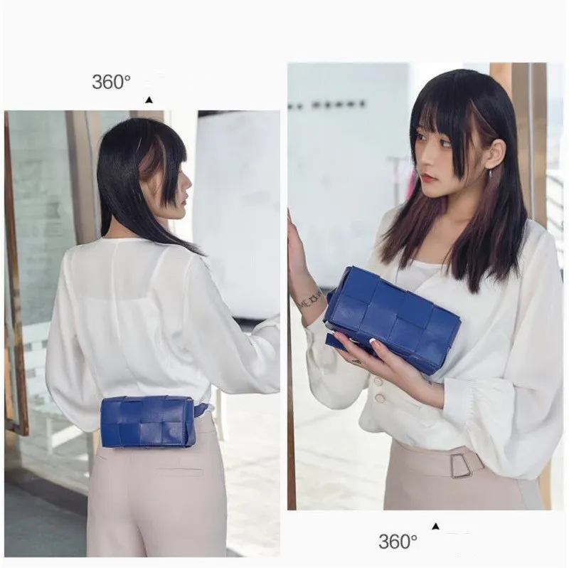 2021 Luxury designer Handbag Waist Bags women fashion messenger bag leisure temperament pleated Plaid woven cow leather pillow