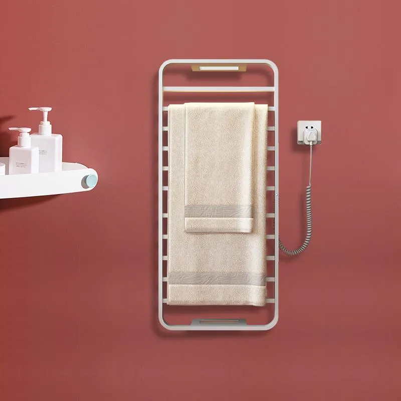 Porte-serviettes chauffant électrique, sans poinçonnage, pour toilettes domestiques, en Fiber de carbone, séchage à température constante