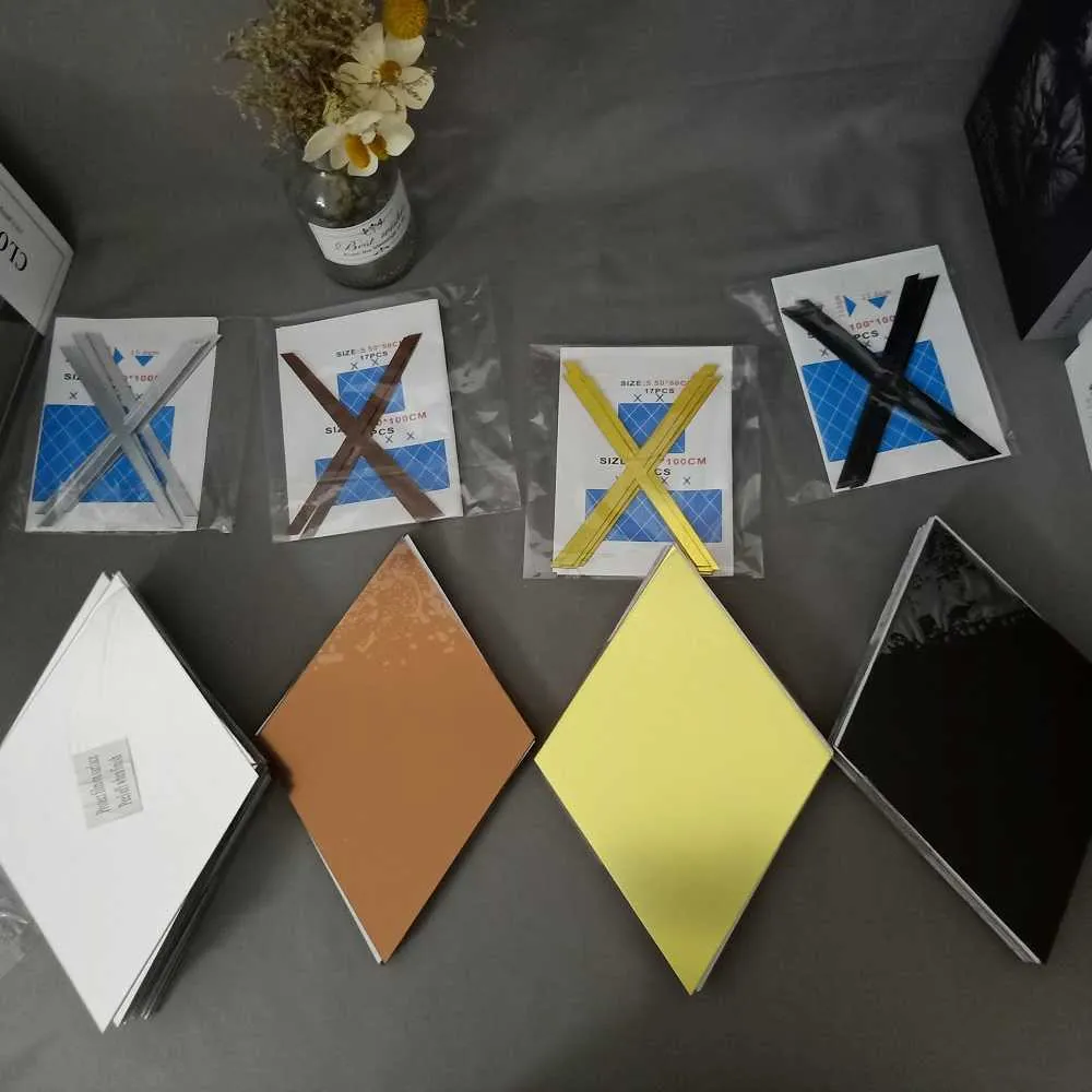Diamonds 3D Mirror Stickers Acrylic Triangles Self-Adhesive Wall Decals ...