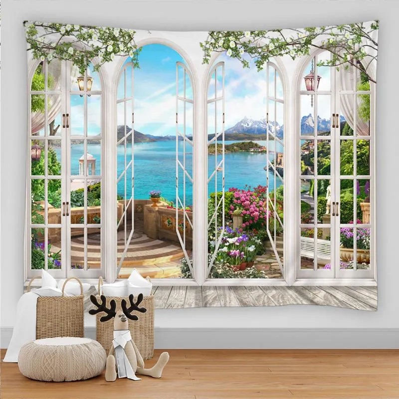 Bohemian Landscape Wall Hanging Tapestry Over Window With Scenic Design Large And Beautiful Window Decor From Hejiongg 16.98 DHgate.Com